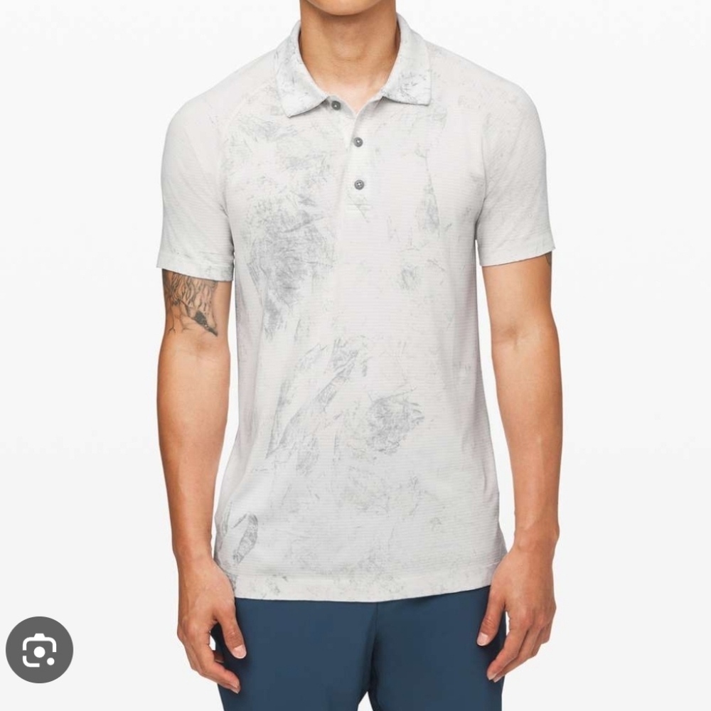 Lululemon Shirt Men's Large Metal Vent Tech Polo Chalk Wash